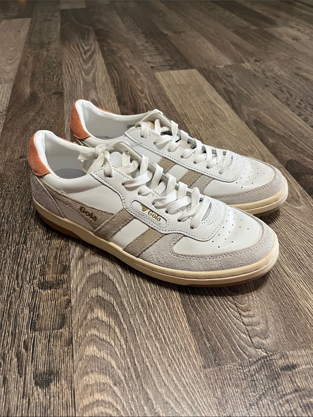 Gola Women’s White Sneakers with Beige and Orange Accents